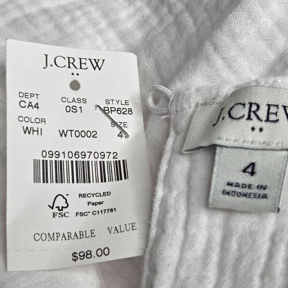 NWOT J. Crew Women's White Mini Gauze Dress - Picture 6 of 7